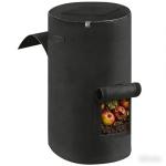 Reusable Compost Bin Outdoor, 34 Gallon Home Compost Bucket with Handles and Observation Windows, Breathable Thickened Foldable Compost Bin for Garden Yard (1 Pack, Black)