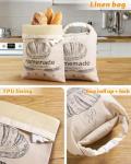 2 Pack Beeswax Bread Bags for Sourdough,Reusable Organic Linen Beeswax Bread Bag for Homemade Sourdough 17 x 12.6 Inches Food Storage Cloth Bag – Freezer-Friendly & Freshness Preservation