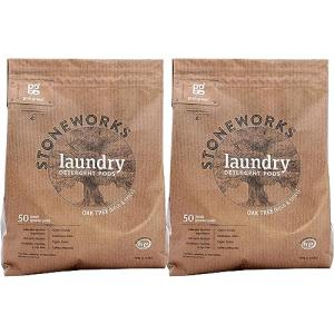 Grab Green Stoneworks Laundry Detergent Pods, 100 Count, Oak Tree Scent, Plant and Mineral Based, Cleans Deeply, Eliminates Odors, Fights Stains, Softens Naturally