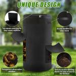 Reusable Compost Bin Outdoor, 34 Gallon Home Compost Bucket with Handles and Observation Windows, Breathable Thickened Foldable Compost Bin for Garden Yard (1 Pack, Black)