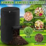 Reusable Compost Bin Outdoor, 34 Gallon Home Compost Bucket with Handles and Observation Windows, Breathable Thickened Foldable Compost Bin for Garden Yard (1 Pack, Black)