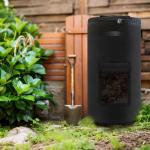 Reusable Compost Bin Outdoor, 34 Gallon Home Compost Bucket with Handles and Observation Windows, Breathable Thickened Foldable Compost Bin for Garden Yard (1 Pack, Black)