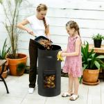 Reusable Compost Bin Outdoor, 34 Gallon Home Compost Bucket with Handles and Observation Windows, Breathable Thickened Foldable Compost Bin for Garden Yard (1 Pack, Black)