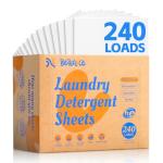 BellaLuce Laundry Detergent Sheets - Laundry Sheets, 240 Loads, Eco-Friendly, Plastic-Free, Fresh Linen Scent, Space Saving, Fast Dissolve & Hypoallergenic, Laundry Detergent for Home,Dorms,Essentials