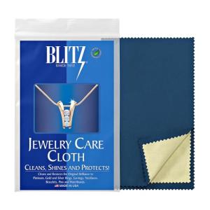 Blitz 117 Premium XL 2-Ply Jewelry Cleaning and Polishing Cloth with Tarnish Inhibitor for Gold, Silver, and Platinum, Made in the USA, Nontoxic and Environmentally Friendly, Blue