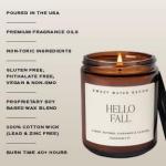 Sweet Water Decor Hello Fall Soy Candles - Fall Candle with Hot Cider, Cinnamon, Cloves, and Nutmeg Scent for Home - Soy Candle with 40 Hours Burn Time - 9Oz Black Lid Amber Jar Candles Fall Scents