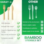 Karley 100% Bamboo Heavy Duty Disposable Utensils – 150 pcs, 6.7in (50 Forks, 50 Spoons & 50 Knives) – Durable, Eco-friendly & Biodegradable Cutlery. FDA Registered, Plastic Free & Compostable