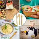 Karley 100% Bamboo Heavy Duty Disposable Utensils – 150 pcs, 6.7in (50 Forks, 50 Spoons & 50 Knives) – Durable, Eco-friendly & Biodegradable Cutlery. FDA Registered, Plastic Free & Compostable