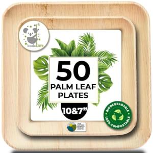 Eco-Friendly Palm Leaf and Bamboo Disposable Plates Set