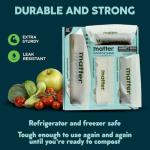 Matter Compostable Assorted Kitchen Bags, 230 Count, Biodegradable, Eco-Friendly Resealable Food Storage Variety Pack, 80 Snack, 80 Sandwich, 50 Quart & 20 Gallon