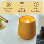 Modern Sprout Rooted Candle - 2 in 1 Cedarwood Scented & Soy Candle with Seeds That Grows into Lavender Plant - 6 oz w/ 42 hr Burn time in Matte Glaze Ceramic Vessel Ideal for Indoor Herb Garden