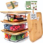 EcoPreps Bamboo-Lid Glass Bento Box Set