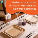 ECO SOUL Compostable 7 & 10 Inch Palm Leaf Square Plates (50 Count) Like Bamboo Plates | Biodegradable | Eco-Friendly, Microwave & Oven Safe - Party Pack