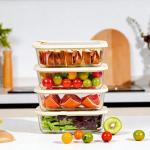 Urban Green Glass Food Storage Containers with Glass Lids, Microwave Safe Food Container Set, Airtight Food Container Set, LeakProof, 100% Plastic Free, White Color, 4pack