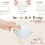 Urban Green Glass Food Storage Containers with Glass Lids, Microwave Safe Food Container Set, Airtight Food Container Set, LeakProof, 100% Plastic Free, White Color, 4pack