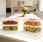 Urban Green Glass Food Storage Containers with Glass Lids, Microwave Safe Food Container Set, Airtight Food Container Set, LeakProof, 100% Plastic Free, White Color, 4pack