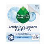 Seventh Generation Laundry Detergent Sheets 32ct Free & Clear Removes Tough Stains Safer for your family
