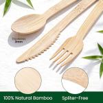 Weemium Bamboo Cutlery Disposable Set, [150 Pack] Heavy-Duty Bamboo Utensils Disposable Silverware, FSC Certified 100% Biodegradable and Compostable Utensils, 60 Forks, 60 Spoons, 30 Knives