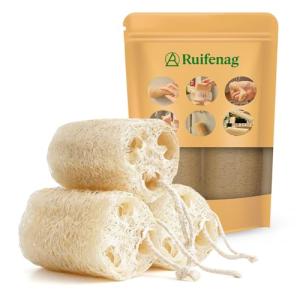 Natural Loofah Sponges – 3 Pack for Shower & Bath – Eco-Friendly Exfoliation, Body Scrubber,wash The Dishes, & Pet Grooming – Biodegradable, Chemical-Free