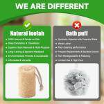 Natural Loofah Sponges – 3 Pack for Shower & Bath – Eco-Friendly Exfoliation, Body Scrubber,wash The Dishes, & Pet Grooming – Biodegradable, Chemical-Free
