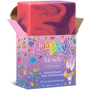 Kitsch x Lisa Frank Dancing Dreams Shea Butter Body Wash Bar – Gentle Exfoliating Body Wash with Apricot Seeds – Moisturizing Bar Soap Cleanser for Soft, Smooth Skin – Eco-Friendly Skin Care - 4oz