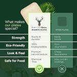 EVERMADEGREEN Bamboo Plates with Cutlery - Set of 50 Plates (8in) + 50 Forks + 50 Knives | Biodegradable Palm Leaf Plates | Disposable Dinner Plates | Rustic Dinnerware for Christmas, Wedding, Party