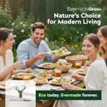 EVERMADEGREEN Bamboo Plates with Cutlery - Set of 50 Plates (8in) + 50 Forks + 50 Knives | Biodegradable Palm Leaf Plates | Disposable Dinner Plates | Rustic Dinnerware for Christmas, Wedding, Party