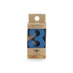 Big Dipper Wax Works No. 3 Birthday Cake Candle – Blue, 2” Beeswax Candle with Cotton Wick & Wooden Pick, Natural Honey Aroma, Eco-Friendly Party Candle for Birthdays, Weddings, Anniversaries