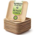 Naturally Chic Premium 6 Inch Square Bamboo Plates Disposable - 50 Pack - Biodegradable Palm Leaf Dessert Plates for Appetizers and Cocktail Party - Compostable and Eco-Friendly