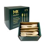 MeeRoh 300 Pcs Wooden Utensil Set – Heavy Duty Disposable Silverware – Eco Friendly Wood Utensils Set for Parties & Weddings – Compostable Birch Wood Forks Spoons Knives – Biodegradable Cutlery