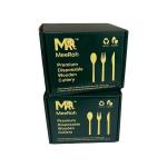 MeeRoh 300 Pcs Wooden Utensil Set – Heavy Duty Disposable Silverware – Eco Friendly Wood Utensils Set for Parties & Weddings – Compostable Birch Wood Forks Spoons Knives – Biodegradable Cutlery