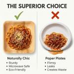 Naturally Chic Premium 6 Inch Square Bamboo Plates Disposable - 50 Pack - Biodegradable Palm Leaf Dessert Plates for Appetizers and Cocktail Party - Compostable and Eco-Friendly