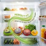 Rojoyal 5PCS Avocado Saver & Produce Saver Set – 4 Reusable Silicone Fruit Storage Pods + Fruit Peeler, Tomato Holder, Onion Keeper, Lemon Saver for Fridge, Office Snacks & Camping