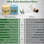 Pulse Bamboo Toilet Paper – Chemical-Free, Septic Safe, Unscented, 3-Ply, FSC Certified, Plant-Based Toilet Tissue – Non-Toxic, Zero BPA, Eco-Friendly, Soft & Strong (12 Pack Rolls, 300 Sheets Each)