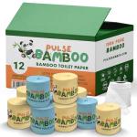 Pulse Bamboo Toilet Paper – Chemical-Free, Septic Safe, Unscented, 3-Ply, FSC Certified, Plant-Based Toilet Tissue – Non-Toxic, Zero BPA, Eco-Friendly, Soft & Strong (12 Pack Rolls, 300 Sheets Each)