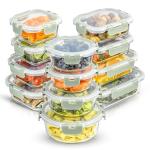JoyJolt 24pc Borosilicate Glass Storage Containers with Lids | 12 Airtight/Freezer Safe Food Storage Containers for Pantry and Kitchen | Meal Prep Container for Lunch | Glass meal Set