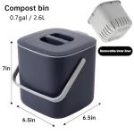 Compost Bin Kitchen, Sealed Countertop Compost Bin，No Filter Required, 0.7Gal Indoor Compost Bin, Compost Bucket with Lid and Handle (Gray)