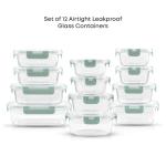 JoyJolt 24pc Borosilicate Glass Storage Containers with Lids | 12 Airtight/Freezer Safe Food Storage Containers for Pantry and Kitchen | Meal Prep Container for Lunch | Glass meal Set