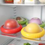 Set of 4 Silicone Food Storage Containers - Avocado Saver & Vegetable Freshness Keeper for Tomatoes, Onions, Lemons, Garlic - Reusable, Dishwasher Safe, BPA-Free Fridge Organizer
