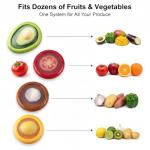 Set of 4 Silicone Food Storage Containers - Avocado Saver & Vegetable Freshness Keeper for Tomatoes, Onions, Lemons, Garlic - Reusable, Dishwasher Safe, BPA-Free Fridge Organizer