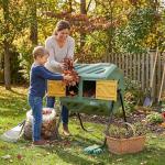 Werph Updated 43 Gallon Dual-Chamber Compost Bin, Fast Assembly Outdoor Compost Tumbler, Rotating Batch Composter Bin with Gloves for Garden, Kitchen, and Yard