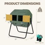 Werph Updated 43 Gallon Dual-Chamber Compost Bin, Fast Assembly Outdoor Compost Tumbler, Rotating Batch Composter Bin with Gloves for Garden, Kitchen, and Yard