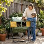 Werph Updated 43 Gallon Dual-Chamber Compost Bin, Fast Assembly Outdoor Compost Tumbler, Rotating Batch Composter Bin with Gloves for Garden, Kitchen, and Yard