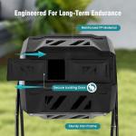 OLIXIS Compost Bin Outdoor 43 Gallon, Dual Chamber Composter Tumbler Outdoor with Gloves, Efficient 360°Rotating Composting Bin for Patio, Lawn, Home Gardening and Landscape, Pure Black