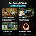 OLIXIS Compost Bin Outdoor 43 Gallon, Dual Chamber Composter Tumbler Outdoor with Gloves, Efficient 360°Rotating Composting Bin for Patio, Lawn, Home Gardening and Landscape, Pure Black