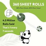 The Cheeky Panda Bamboo Toilet Paper Bulk | 12 Family Sized Rolls with 360 Soft Sheets Each (4320 Sheets) | Super Strong 3 Ply Biodegradable Toilet Paper