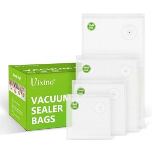 Vixino Vacuum Sealer Bags, 40 Reusable Vacuum Sealer Bags for Food, BPA-Free, Meal Prep and Sous Vide Cooking,Works for Handheld Sealer and Vac Sealer Machine with External Vacuum Systems