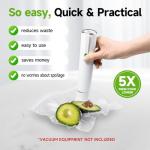 Vixino Vacuum Sealer Bags, 40 Reusable Vacuum Sealer Bags for Food, BPA-Free, Meal Prep and Sous Vide Cooking,Works for Handheld Sealer and Vac Sealer Machine with External Vacuum Systems