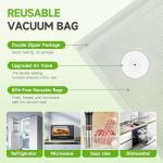 Vixino Vacuum Sealer Bags, 40 Reusable Vacuum Sealer Bags for Food, BPA-Free, Meal Prep and Sous Vide Cooking,Works for Handheld Sealer and Vac Sealer Machine with External Vacuum Systems