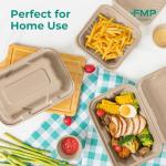 Fit Meal Prep 100 Pack 9x6 Compostable To Go Food Containers, Disposable To Go Boxes for Food, Lunch Boxes, Clamshell Take Out Containers with Lids, Eco Friendly Biodegradable, PFAS-Free, Bagasse